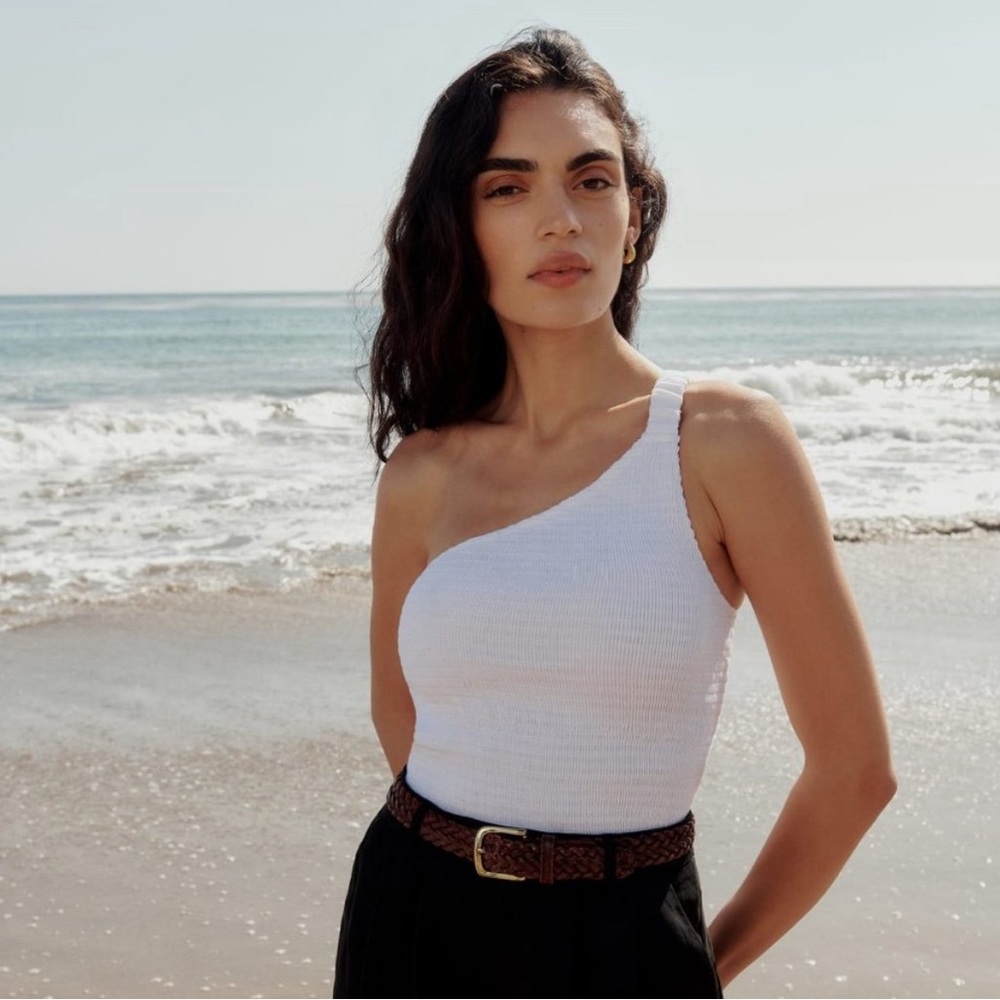 Reformation Holly Asymmetrical Linen Top